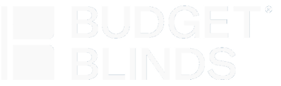 White text logo stating Budget Blinds.