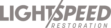 Grey text logo stating Lightspeed Restoration.